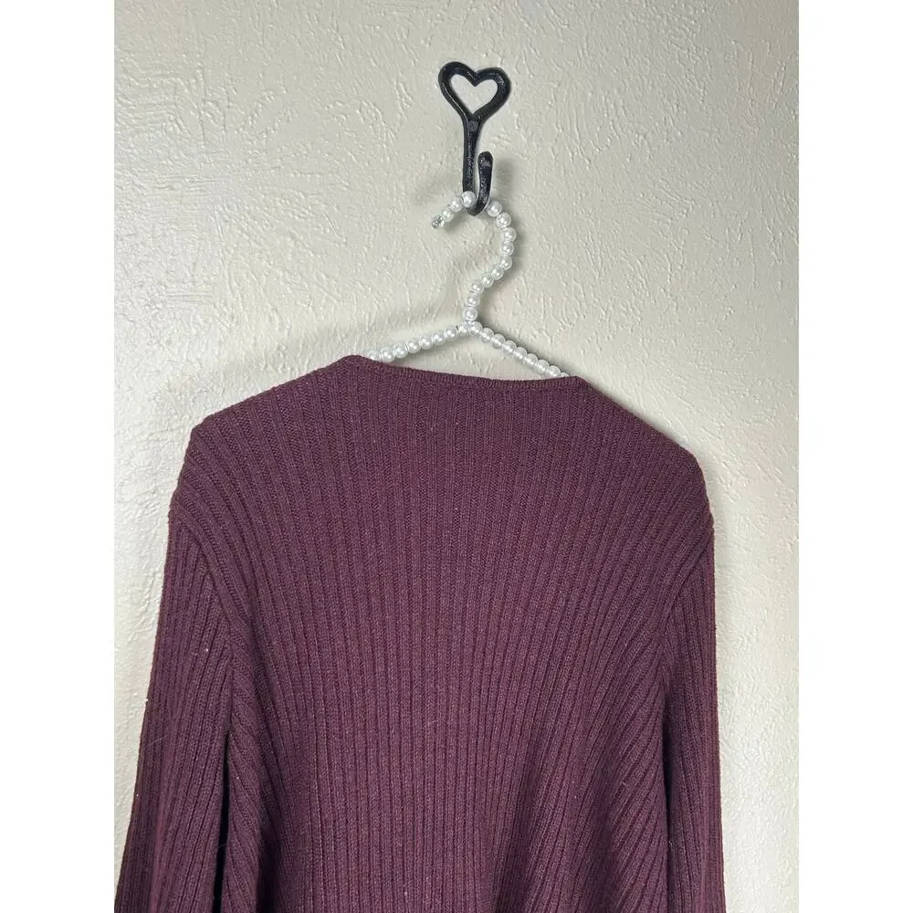 Emma James Suede Jacket Size Large Full Zip Wool Knit Maroon Coat Streetwear - Picture 10 of 11